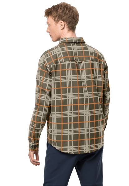 Fashion Dusty Olive Geruit Jack Wolfskin Cabin View Overhemd M