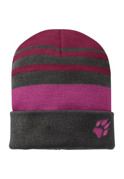 Jack Wolfskin Gestreepte Gebreide Muts K Dark Ruby ​​best