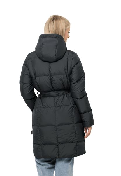 Zwarte Bevroren Lak Jas Met Originele Jack Wolfskin