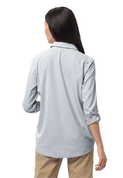 South Port Overhemd W Jack Wolfskin Blauwgroen Grijze Streep Collecties