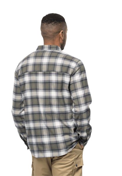 Collectie Jack Wolfskin Wanderweg Overhemd M Stoffige Olijfkleurige Ruiten