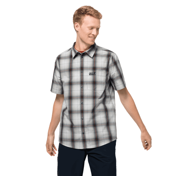 New Jack Wolfskin Heren Hot Chili Overhemd Stoffige Grijze Ruiten