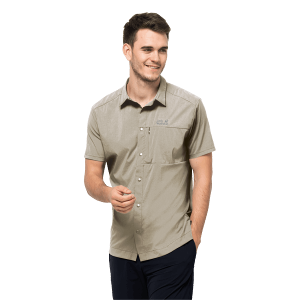 Heren Pack & Go Shirt Merken Jack Wolfskin Stoffig Grijs