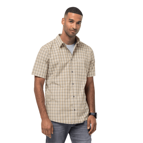 Katoen Wit Geruit Jack Wolfskin Heren Hot Springs Shirt Collecties