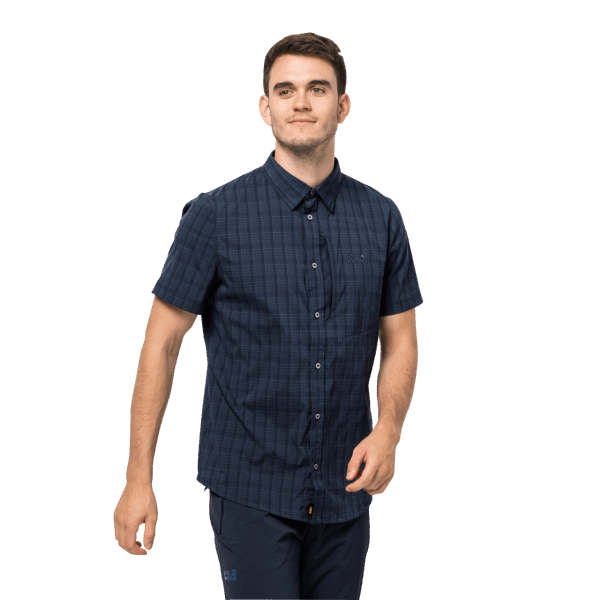 Jack Wolfskin Hot Heren Stralen Stretch Vent Overhemd Nachtblauw Geruit