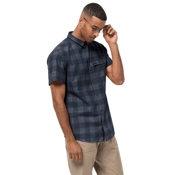 Heren Highlands Overhemd Origineel Nachtblauw Geruit Jack Wolfskin