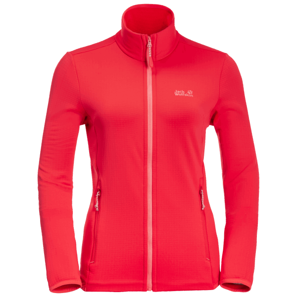Merken Peak Grid Fleece Jack Wolfskin Tulp Rood Voor Dames