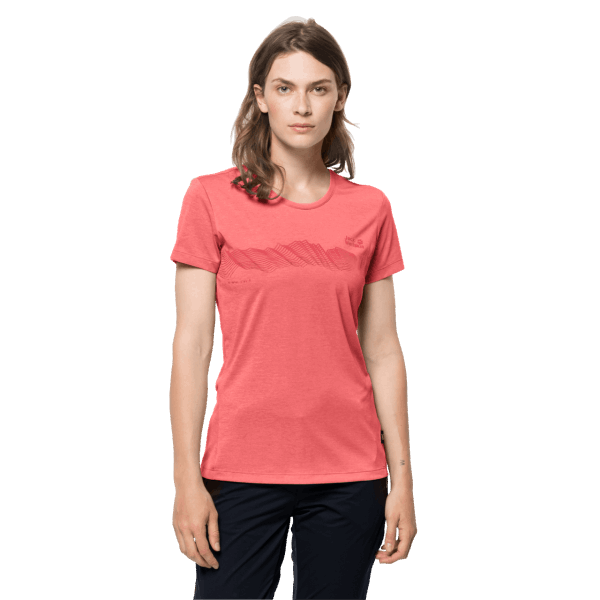 Dames Crosstrail Graphic T Jack Wolfskin Desert Rose Origins