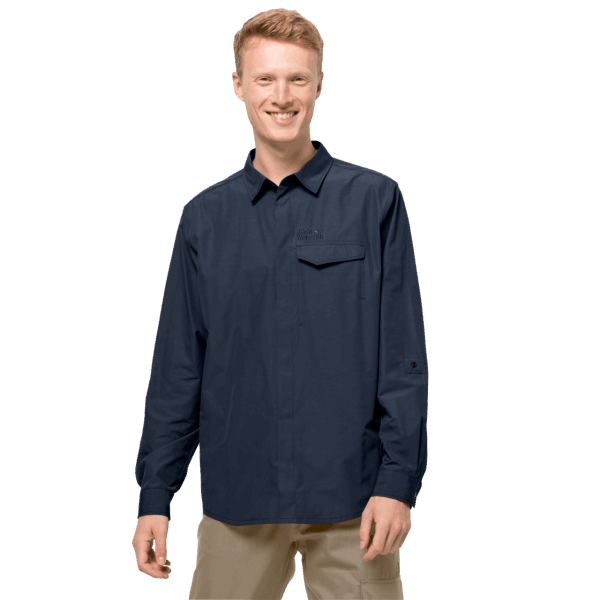 Jack Wolfskin Heren Lakeside Roll-up Shirt Nachtblauw Origineel
