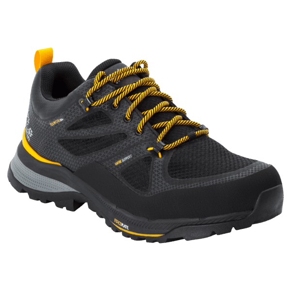 Heren Force Striker Texapore Low Jack Wolfskin Zwart-potig Geel Xt Nieuw