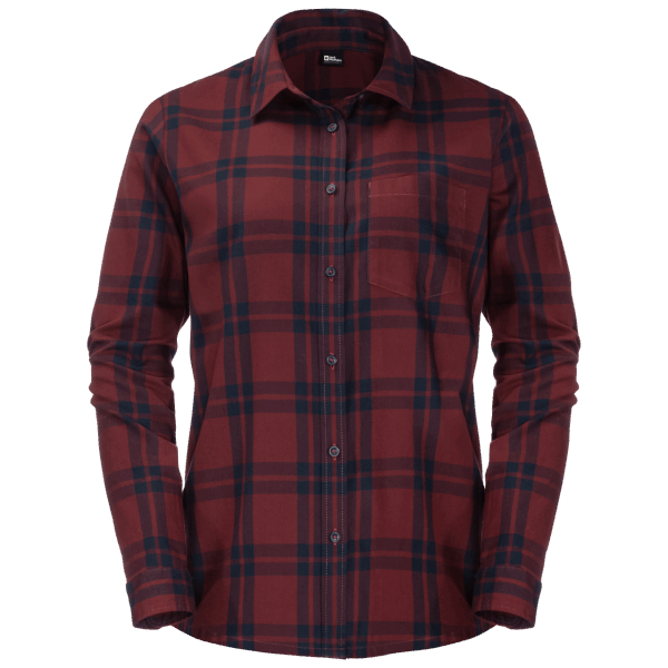 Jack Wolfskin Passagiershemd Voor Dames Hot Cordovan Rode Ruiten