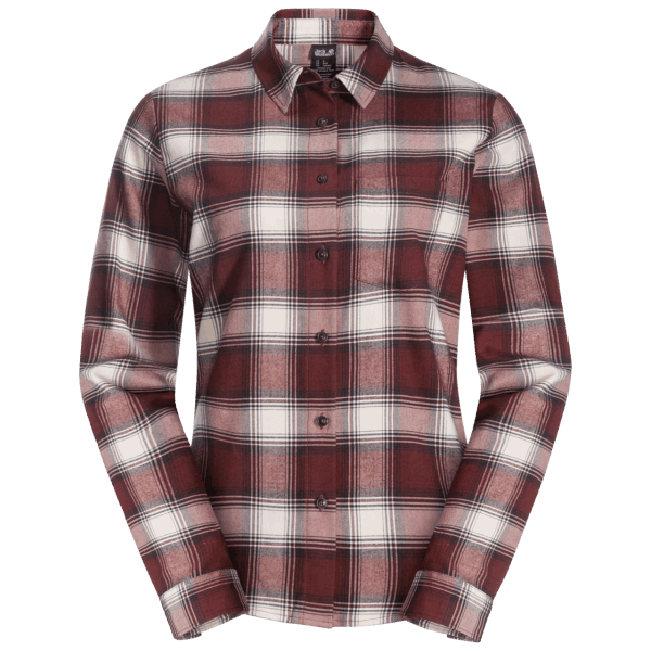 Cordovan Rood Geruit Collectie Dames Trailshirt Jack Wolfskin