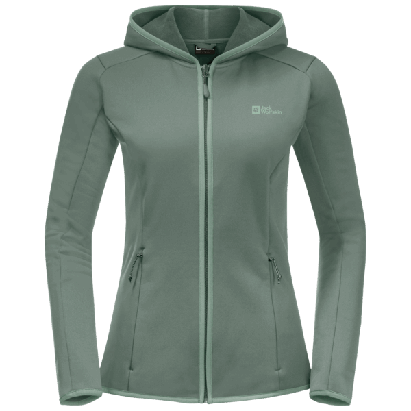 Fashion Hedge Groene Dames Jack Wolfskin Met Capuchon En Volledige Ritssluiting