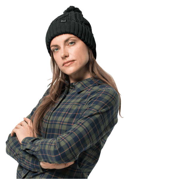 Jack Wolfskin Zwarte Stormlock Pompon Muts Nieuw