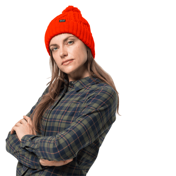 Jack Wolfskin Stormlock Pompon Beanie Origin Rood Knipperend
