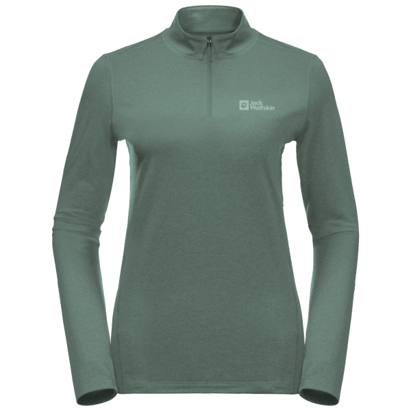Collecties Sky Thermal Jack Met Halve Rits Wolfskin Hedge Groen Voor Dames