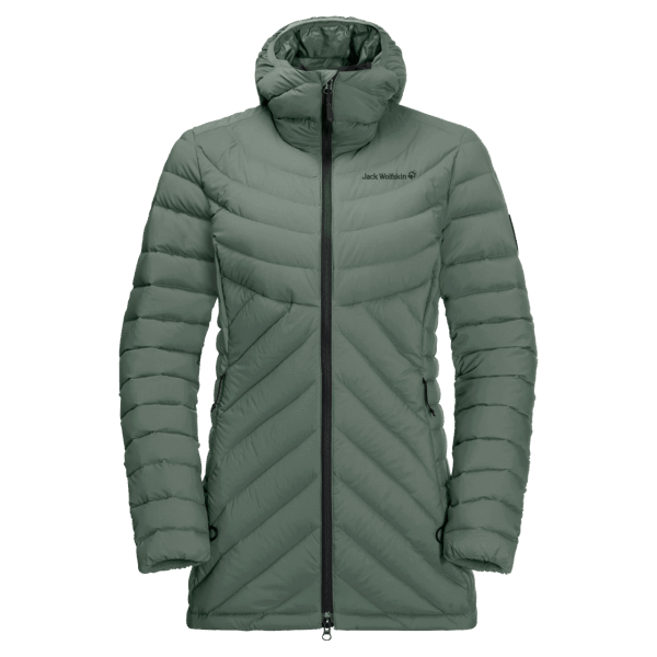Jack Wolfskin Nieuwe Atletische Donsjas Voor Dames, Hedge Green