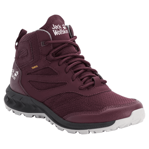 Bordeaux-roze Jack Wolfskin Woodland Texapore Mid-collectie Voor Dames