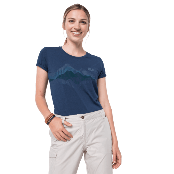 Jack Wolfskin Collectie Dark Indigo Dames Crosstrail Graphic T
