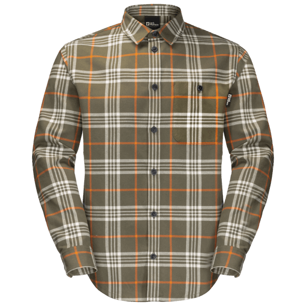 Origineel Heren Cabin View Overhemd Jack Wolfskin Dusty Olive Checks