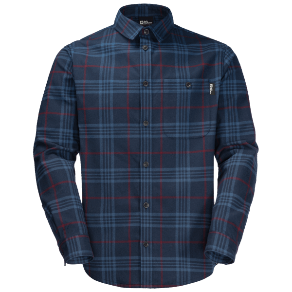 Hot Heren Cabin View Overhemd Nachtblauw Geruit Jack Wolfskin