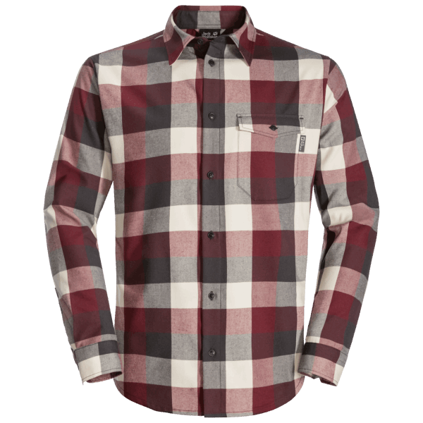 Heren Felsenweg Overhemd Jack Wolfskin Origin Cordovan Rode Ruiten