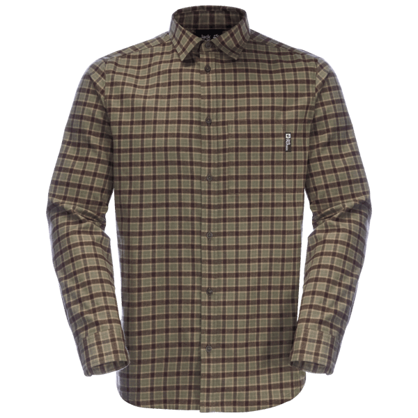 Heren Bergweg Overhemd Dusty Olive Geruit Merk Jack Wolfskin