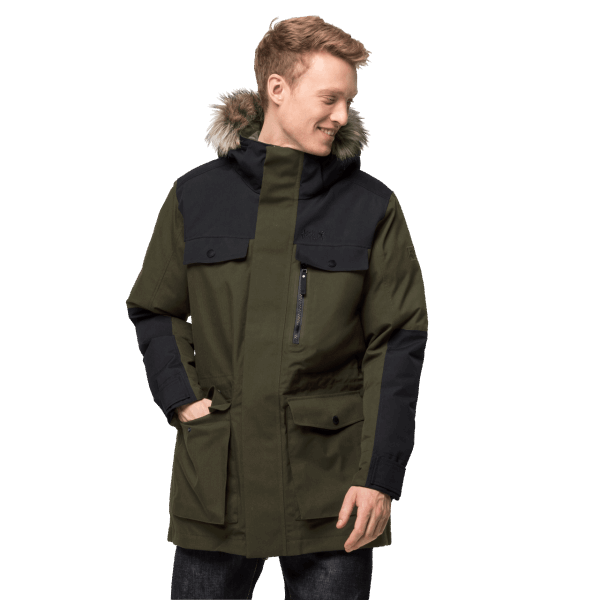 Heren Glacier Bay Parka Bonsai Groene Jack Wolfskin Mode
