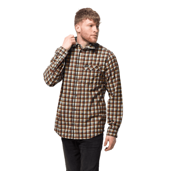 Golden Amber Checks Brands Heren River Town Overhemd Jack Wolfskin