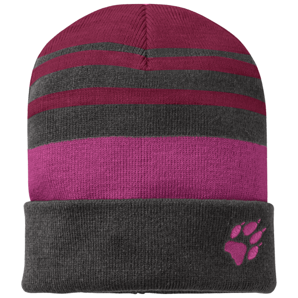 Collectie Gestreepte Gebreide Kindermutsen Donker Robijn Jack Wolfskin