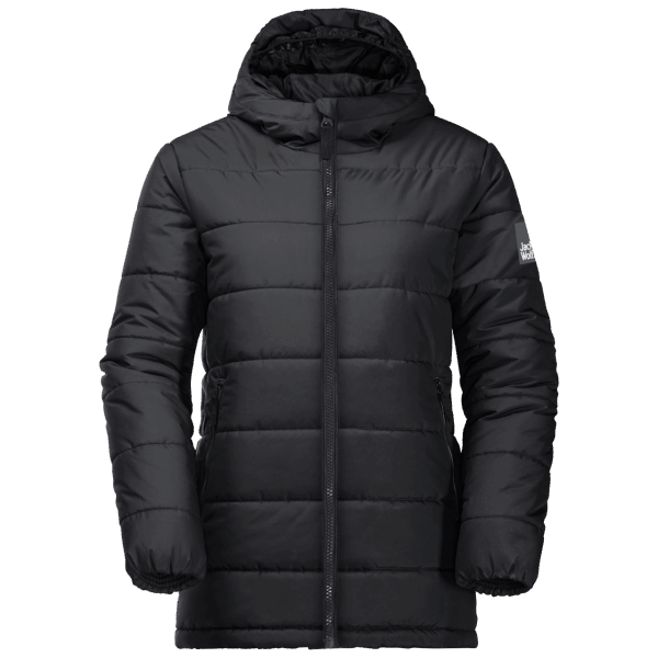 Originele Jack Wolfskin Zwarte Jeugdgeest Geïsoleerde Lange Jas